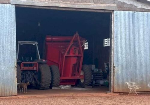 Equipamento agrícola tomba em barracão e mata mulher