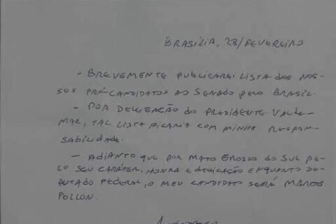 Por carta, Bolsonaro divulga apoio a Pollon para o Senado