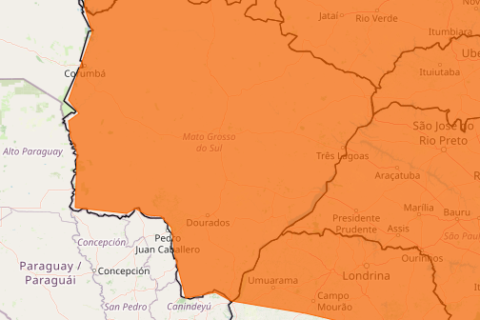 MS entra em alerta para chuva intensa e ventos fortes até segunda-feira