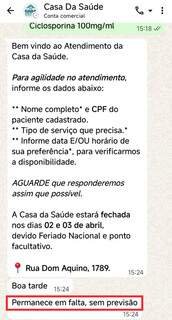 Falta de medicamento na Casa da Saúde afeta criança com doença nos rins