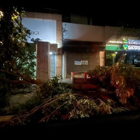 Temporal derrubou árvores, destruiu fachada de vidro e alagou ruas