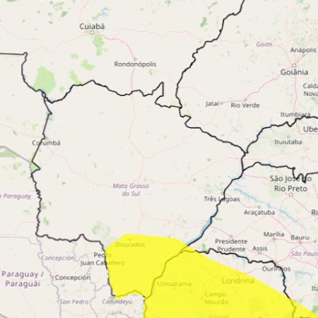 Alerta de tempestade prevê chuva intensa, ventos de até 60 km/h e granizo