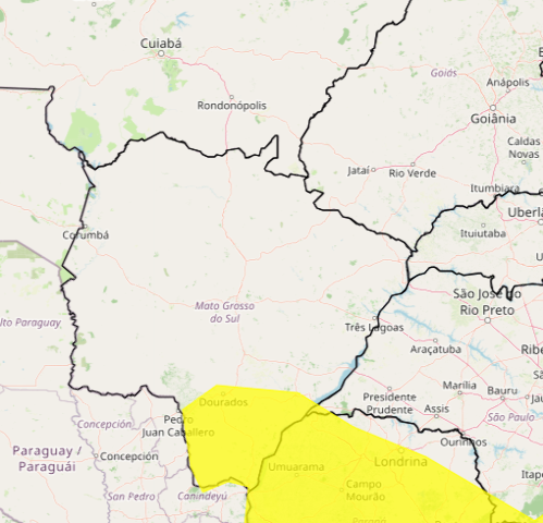 Alerta de tempestade prevê chuva intensa, ventos de até 60 km/h e granizo