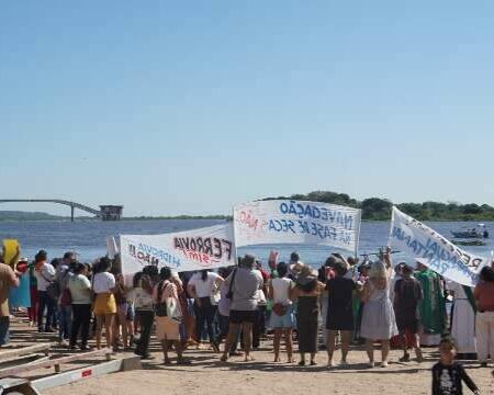 Mobilização reúne mais de 300 pessoas contra hidrovia no Rio Paraguai