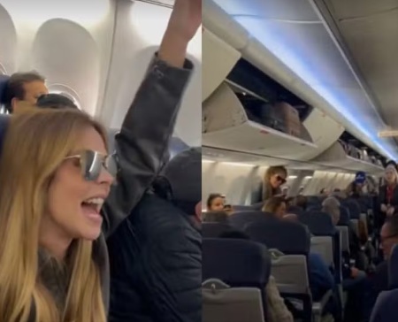 Mari Fagundes faz show particular em avião e canta 'Peão Todo Tatuado'