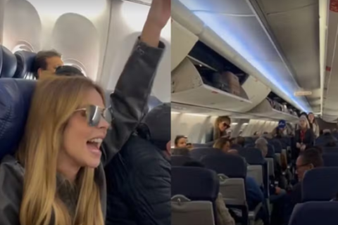 Mari Fagundes faz show particular em avião e canta 'Peão Todo Tatuado'