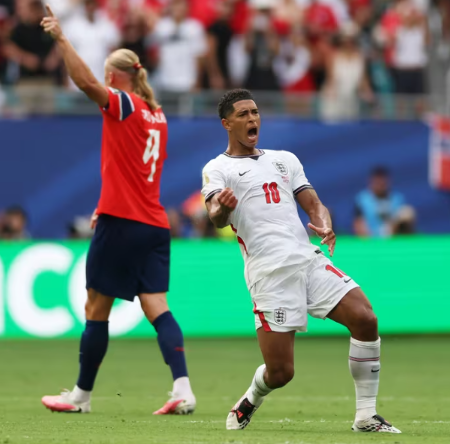 Bellingham decide, Inglaterra vira sobre a Noruega e vai à semifinal da Copa