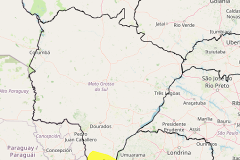 Nove cidades de MS entram em alerta para tempestades com risco de granizo