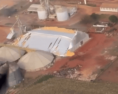 Armazém desaba e espalha toneladas de grãos em cooperativa de São Gabriel