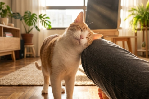 Parece carinho, mas gato te 'assina' quando dá cabeçadas em você