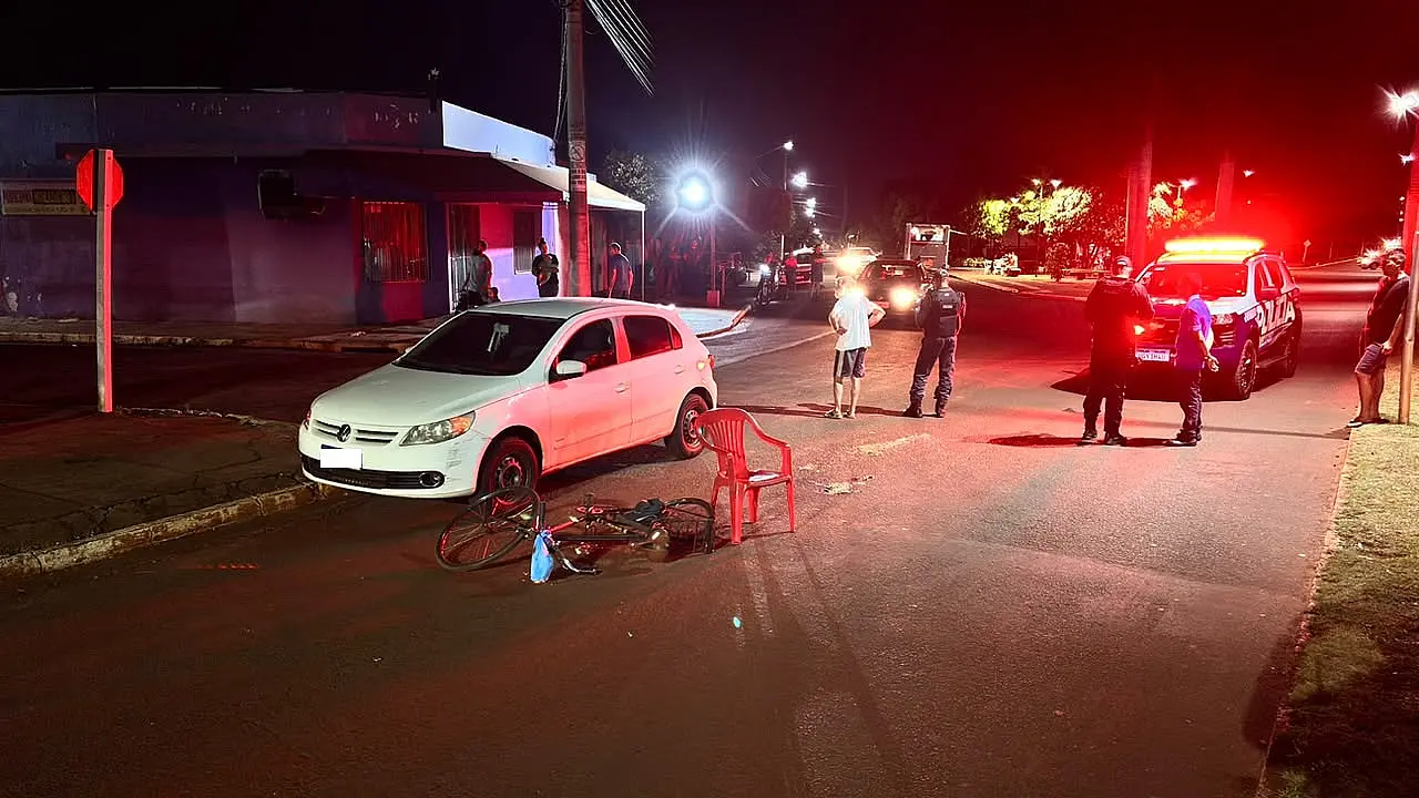Colisão entre bicicleta e carro deixa ciclista de 71 anos em estado grave em Rio Brilhante